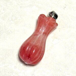 2/$20, Large Cherry Quartz Flower Bud Pendant